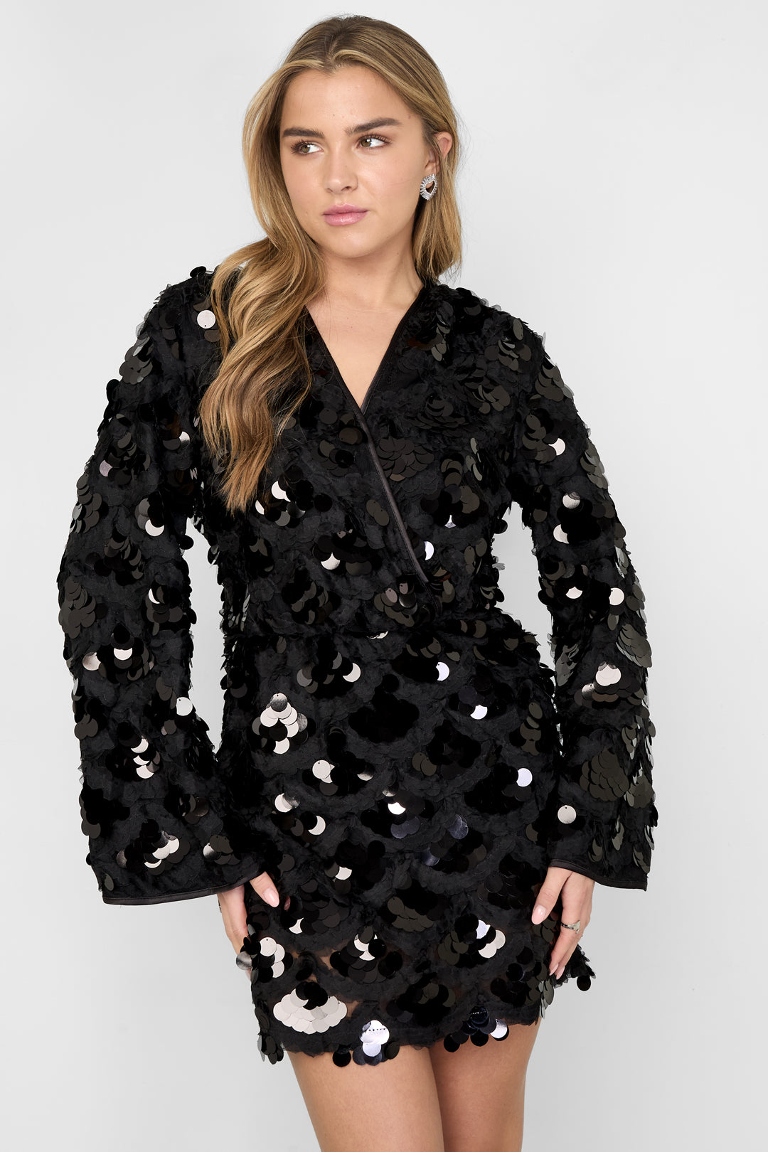 Damen Minikleid Pailletten Exklusiv | Polyester | Schwarz