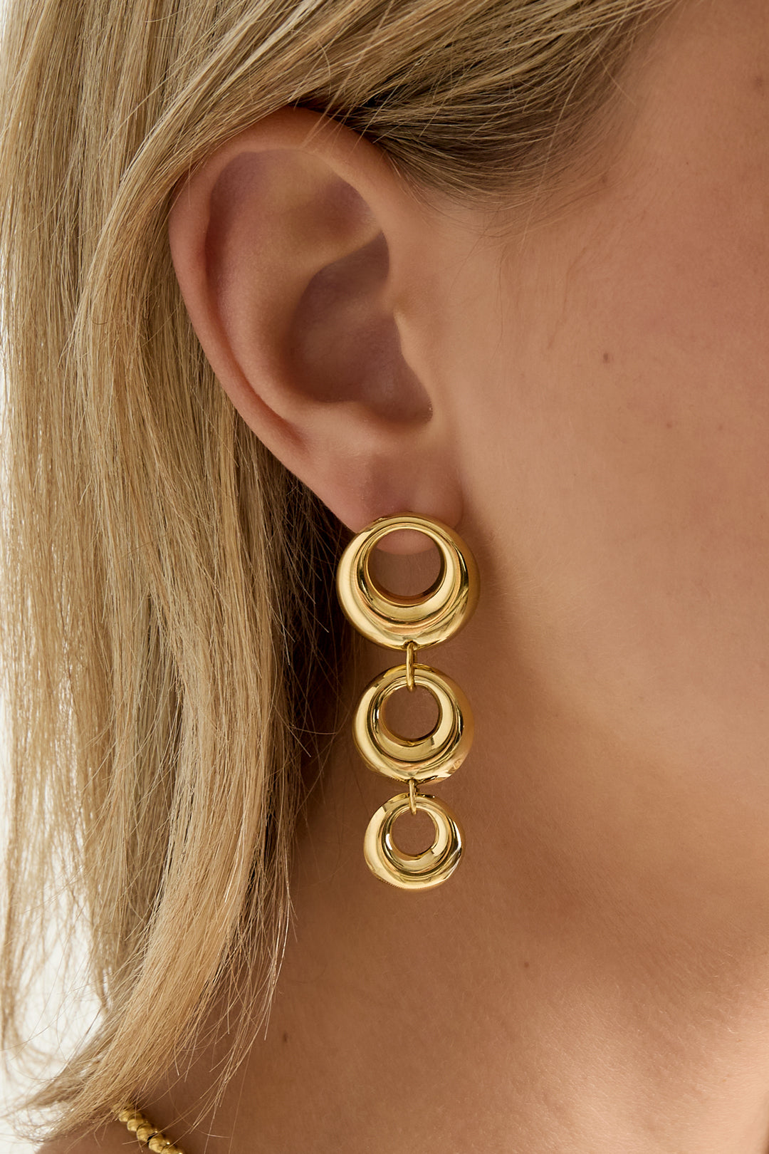 damen ohrhänger kreis lässig | edelstahl | goldfarbe