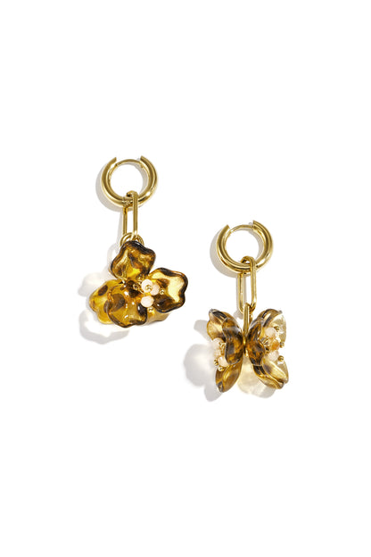Damen Ohrringe Blume Perlen | Edelstahl | Rosa & Braun