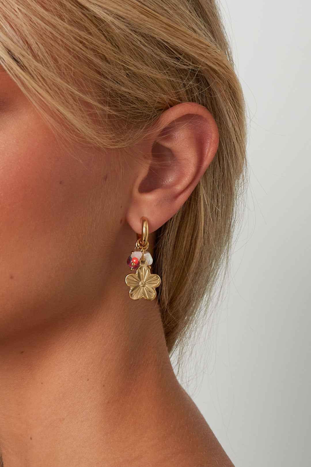 damen tropfenohrringe blume | edelstahl | goldfarbe