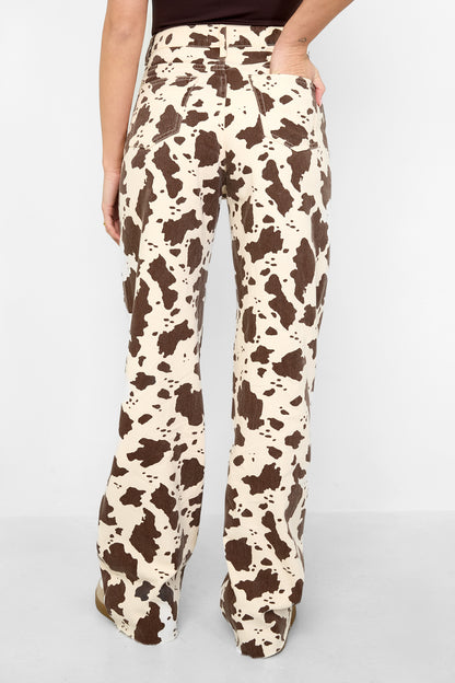 Damen Hose Leopardenmuster | Baumwolle | Weiß