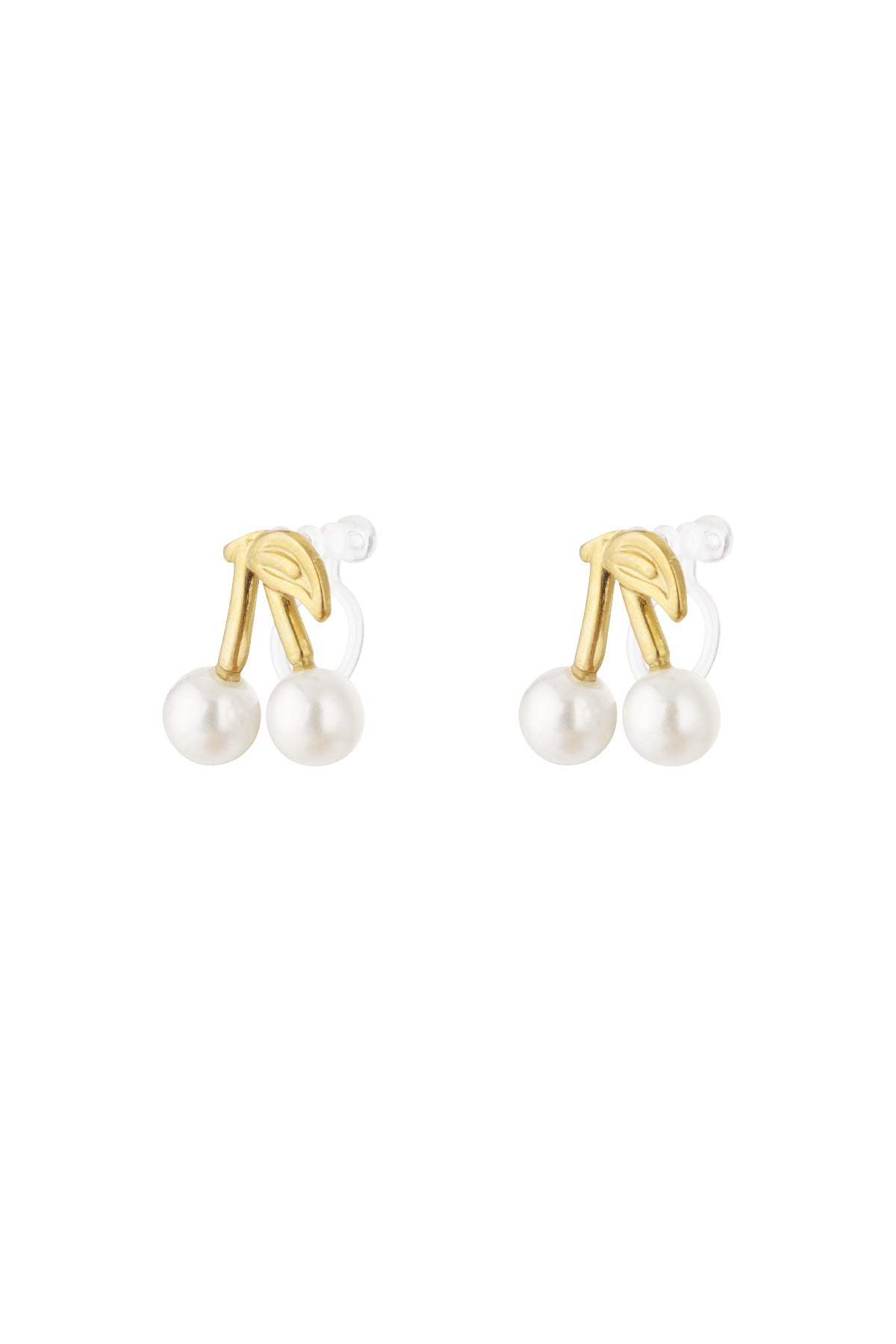 Damen Ohrclips Kirsche 14K | Edelstahl vergoldet | Goldfarbe