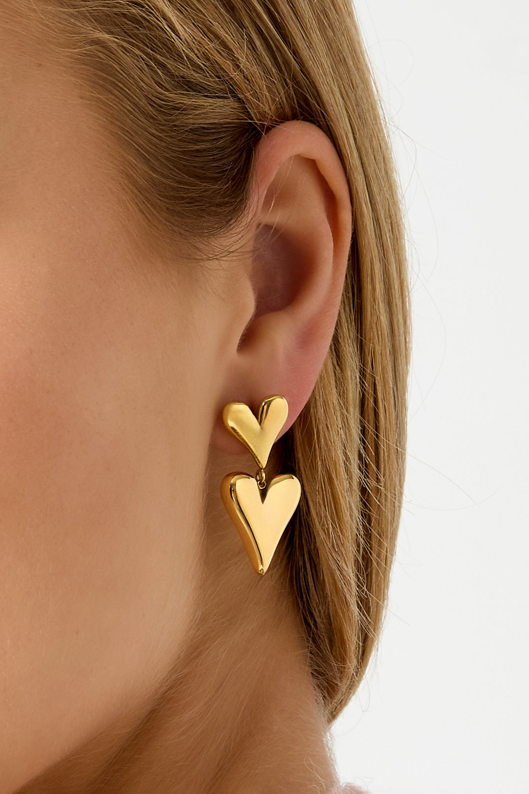 damen ohrringe herz glanz zart | edelstahl | goldfarbe & silberfarbe