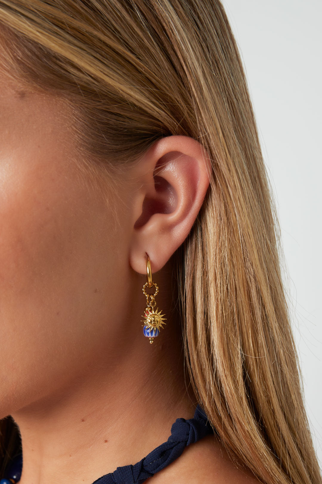 damen charm-ohrringe sonne | edelstahl | goldfarbe