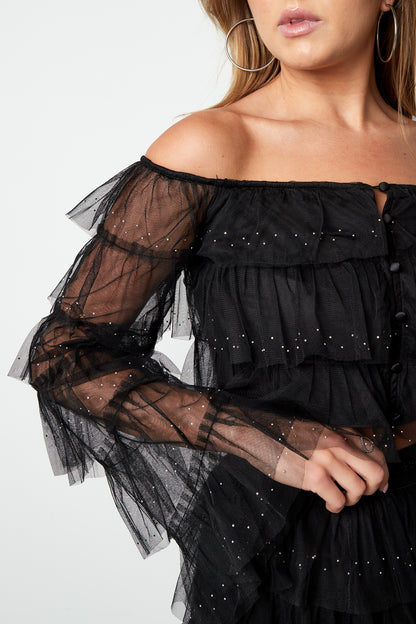 Damen Langarmshirt Elegant Sommer | Polyester | Schwarz