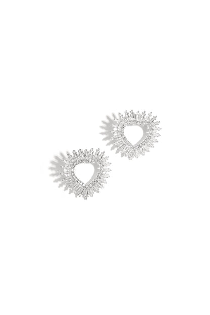 Damen Herzohrstecker Zirkon | Kupfer vergoldet | Gold & Silber