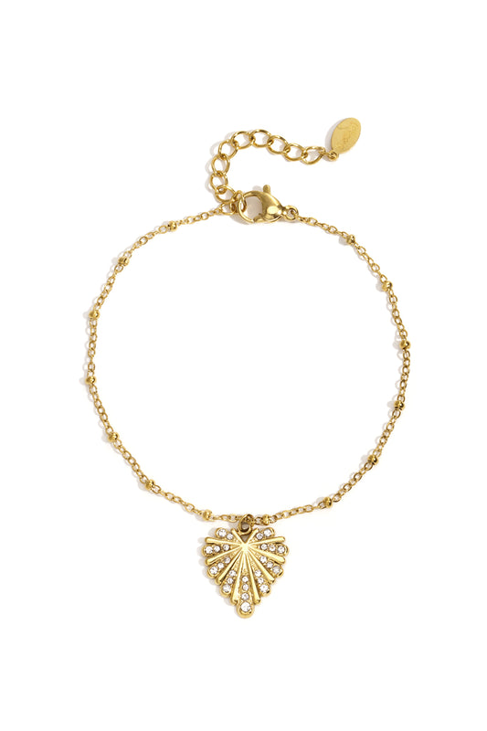 Damen Armband Herz Charm Strass | 304S-Edelstahl | Silberfarbe