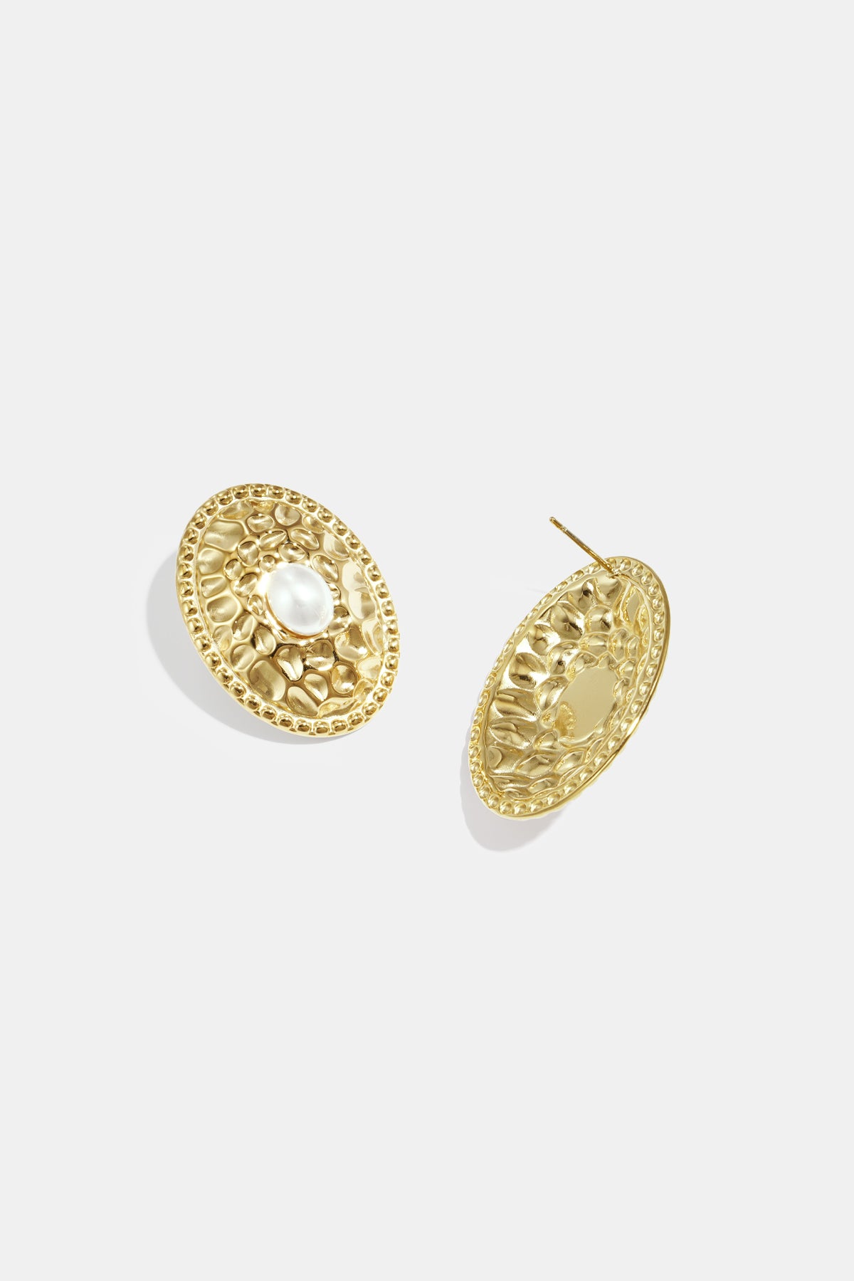 Damen Ohrstecker Hammermuster | Edelstahl | Goldfarbe