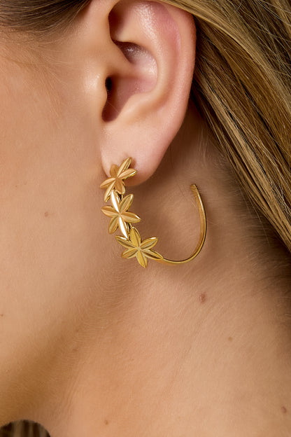 Damen Creolen Blumen Frühling | Edelstahl | Gold & Silber