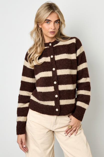Damen Cardigan Streifen Gestrickt | Polyester | Mehrfarbig