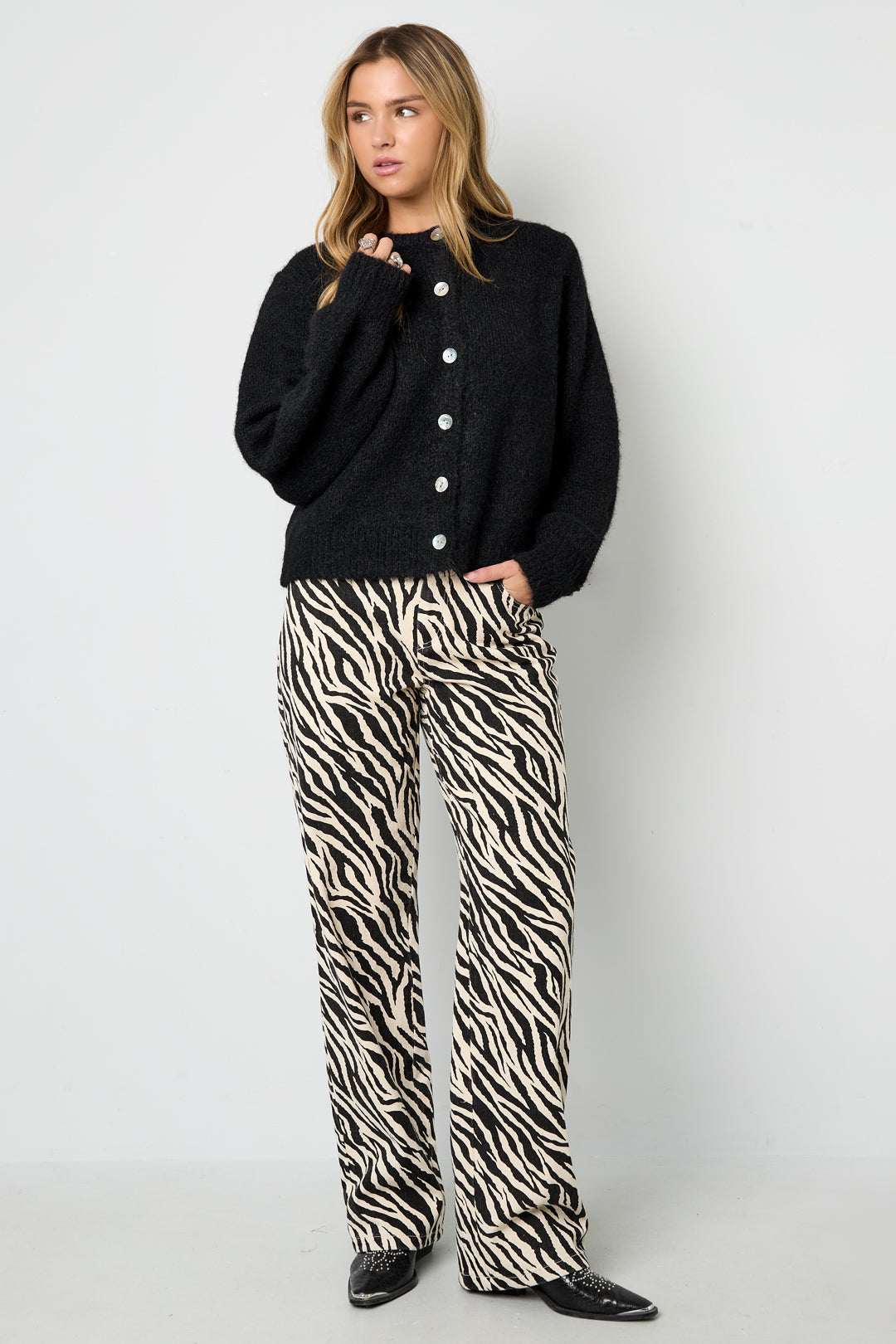 damen hose zebramuster | baumwolle | schwarz