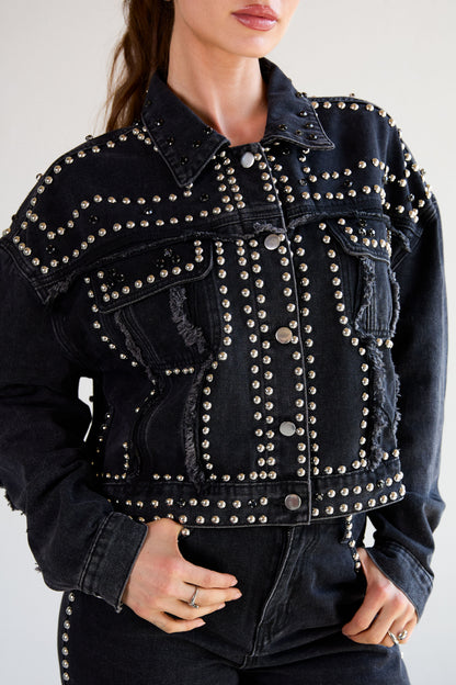Damen Jeansjacke Street Style | Baumwolle | Schwarz