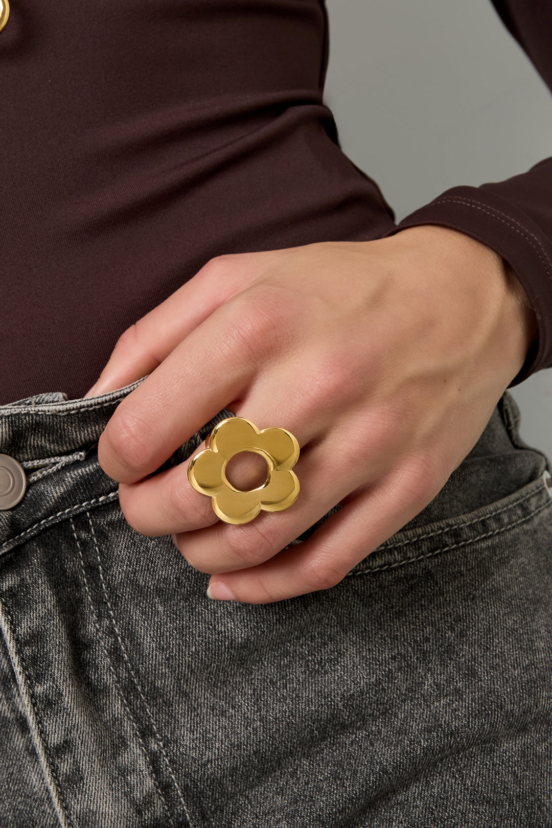 damen ring blume statement | edelstahl | gold-/silberfarbe