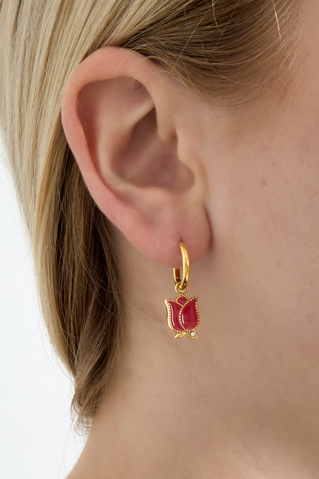 damen ohrhaenger bluetentropfen | edelstahl | goldfarbe