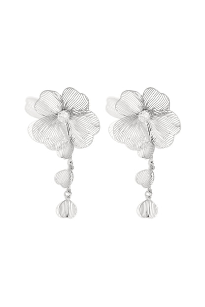 Damen Ohrhänger Blume Strass | Edelstahl | Goldfarbe & Silberfarbe