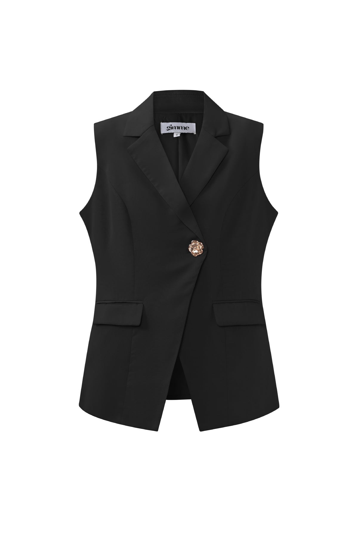 gewebte polyesterfaser damen-ärmellose jacke casual asymmetrisches design