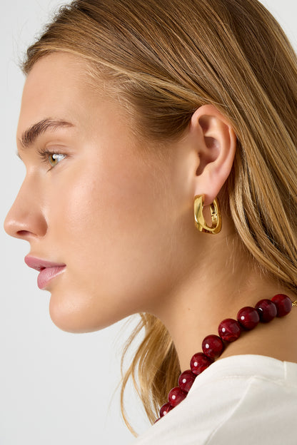 Damen Creolen Rechteck | Edelstahl | Goldfarbe & Silberfarbe