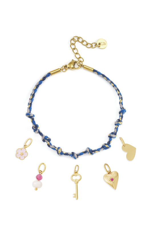 Damen Armband Baumwolle Bunt | Edelstahl | Mehrfarbig
