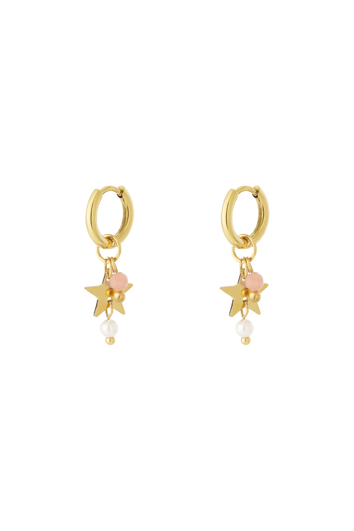 damen ohrringe raumschiff stern 14k | edelstahl vergoldet | rosa