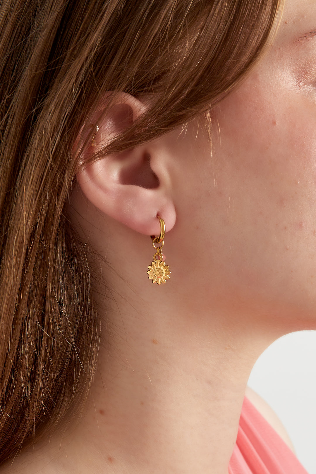 damen ohrringe blütenblatt 14k | edelstahl vergoldet | rosenrot & orange-rot