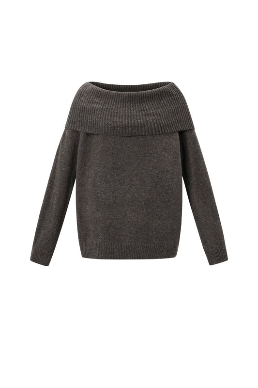 Damen Pullover Off-Shoulder Einfarbig | Polyester | Mehrfarbig