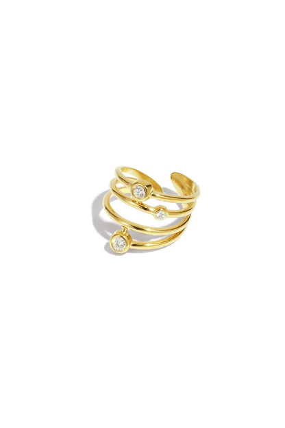 Damen Ring Linien Serie | Edelstahl | Goldfarbe & Silberfarbe