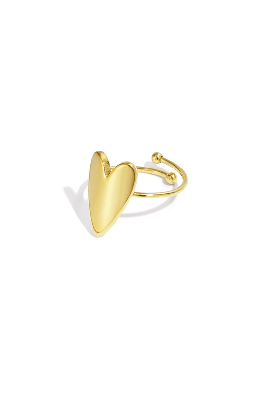 Damen Ring Herz Minimal Verstellbar | Edelstahl | Goldfarbe