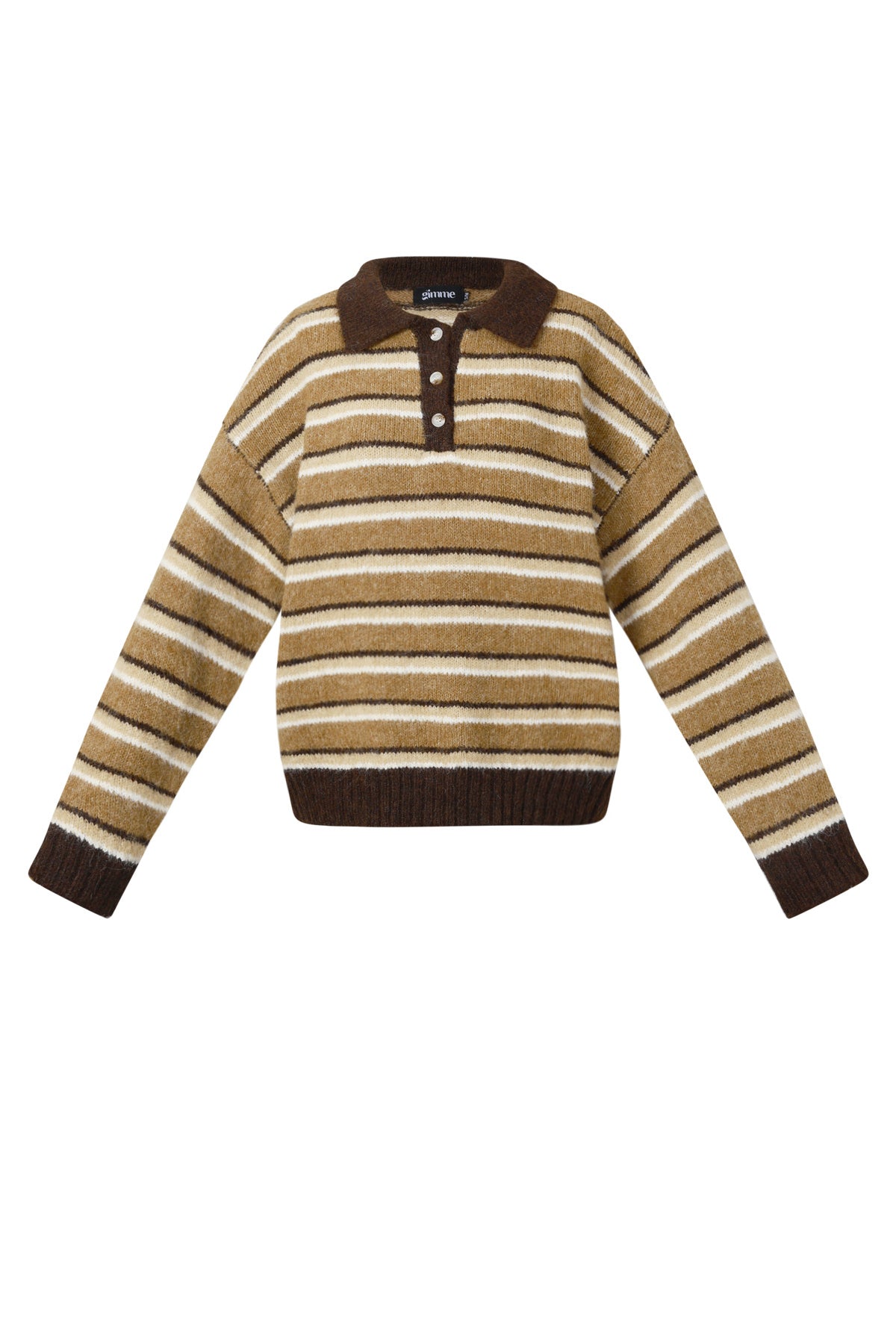 damen polopullover streifen strick | polyester | mehrfarbig