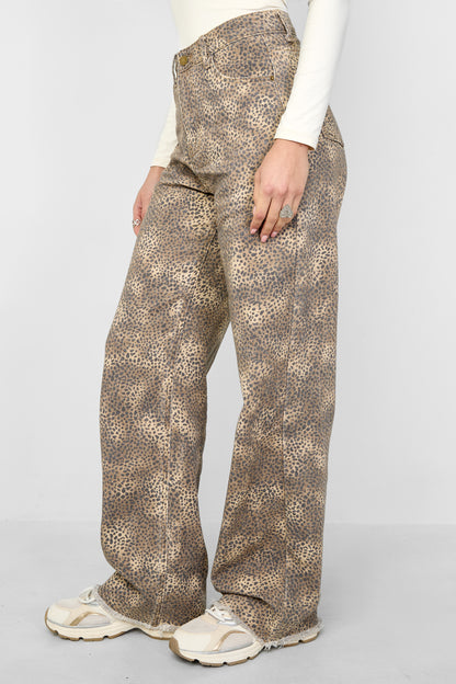 Damen Hose Leopardenmuster | Baumwolle | Weiß