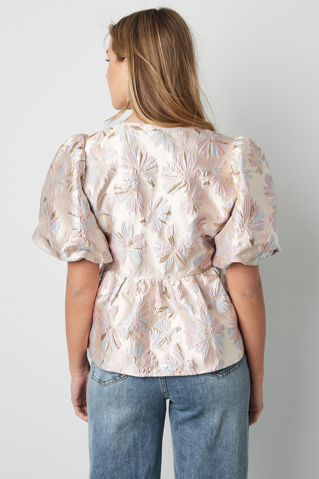 damen top blütenmuster elegant | polyester | sekt