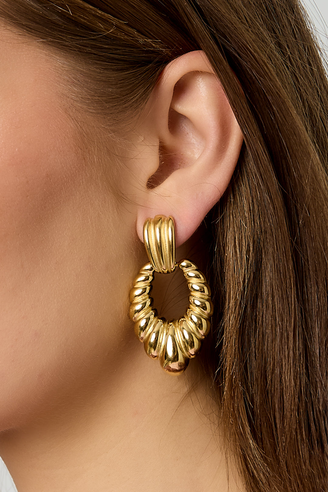 Damen Ohrringe Muschel Statement | Edelstahl | Goldfarbe & Silberfarbe