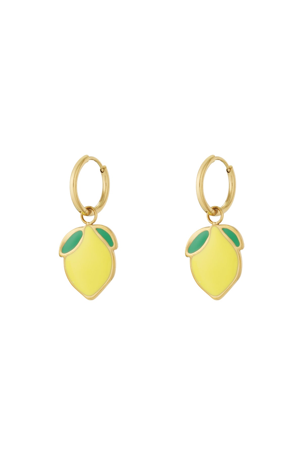 damen ohrringe zitrone emaille 14k | edelstahl vergoldet | goldfarbe