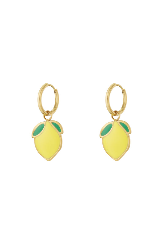Damen Ohrringe Zitrone Emaille 14K | Edelstahl vergoldet | Goldfarbe
