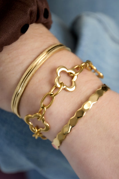 Damen Armreif Strukturiert | Edelstahl | Gold- und Silberfarbe
