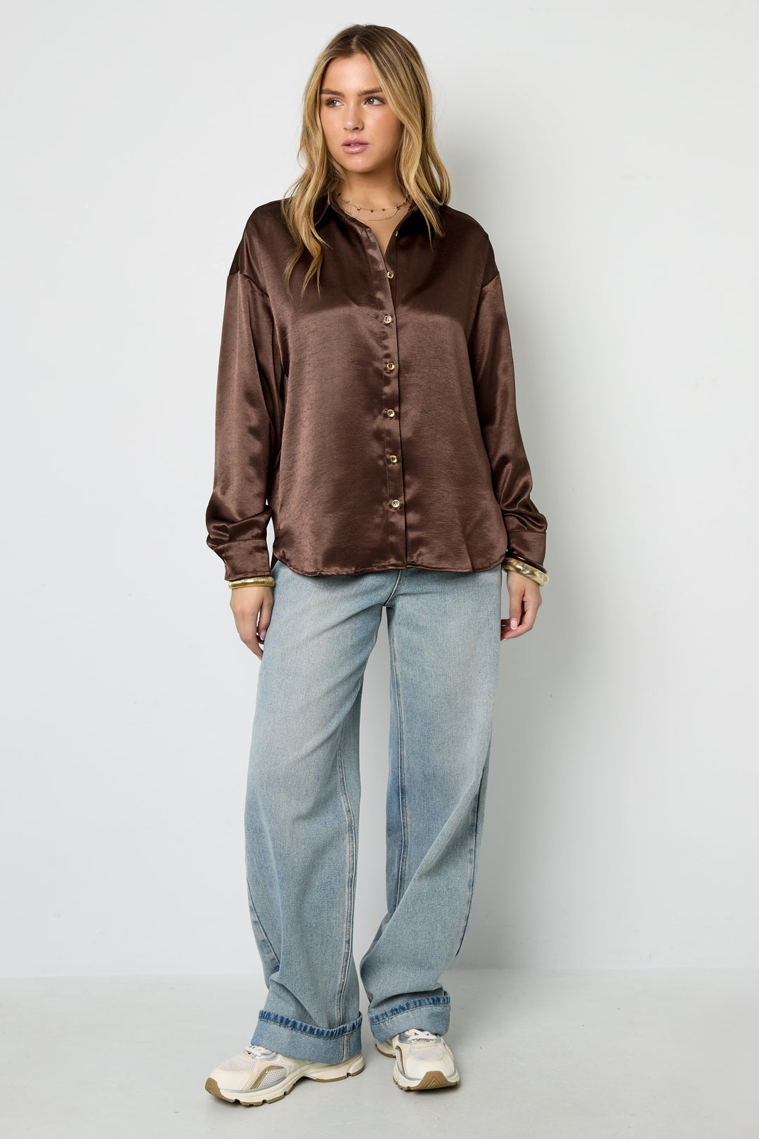 Woven Polyester Fiber Damen-Bluse Casual Solid Color Basic