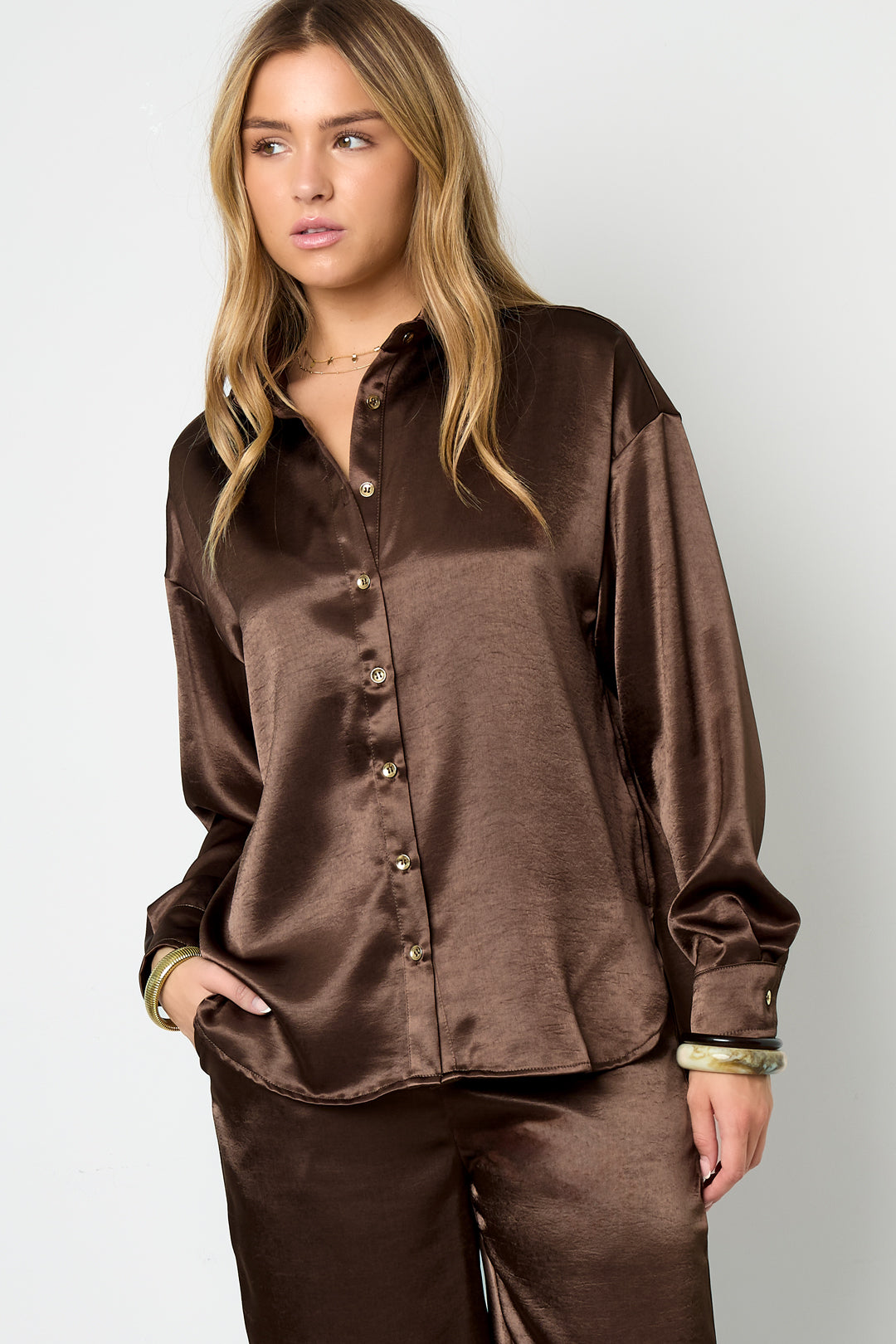 woven polyester fiber damen-bluse casual solid color basic