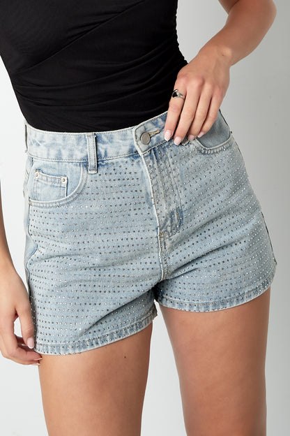 Damen Denim Shorts High Waist Perforiert | Denim | Blau