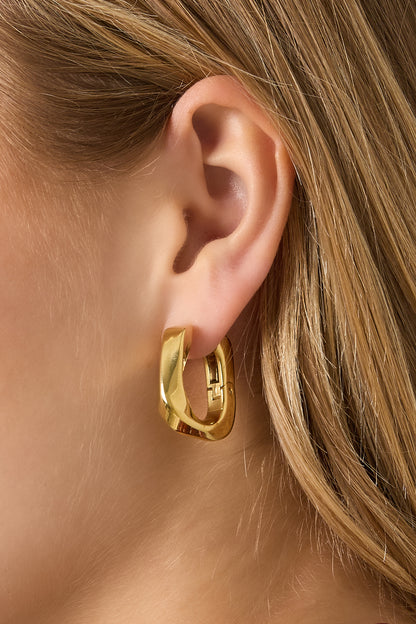 Damen Creolen Rechteck | Edelstahl | Goldfarbe & Silberfarbe