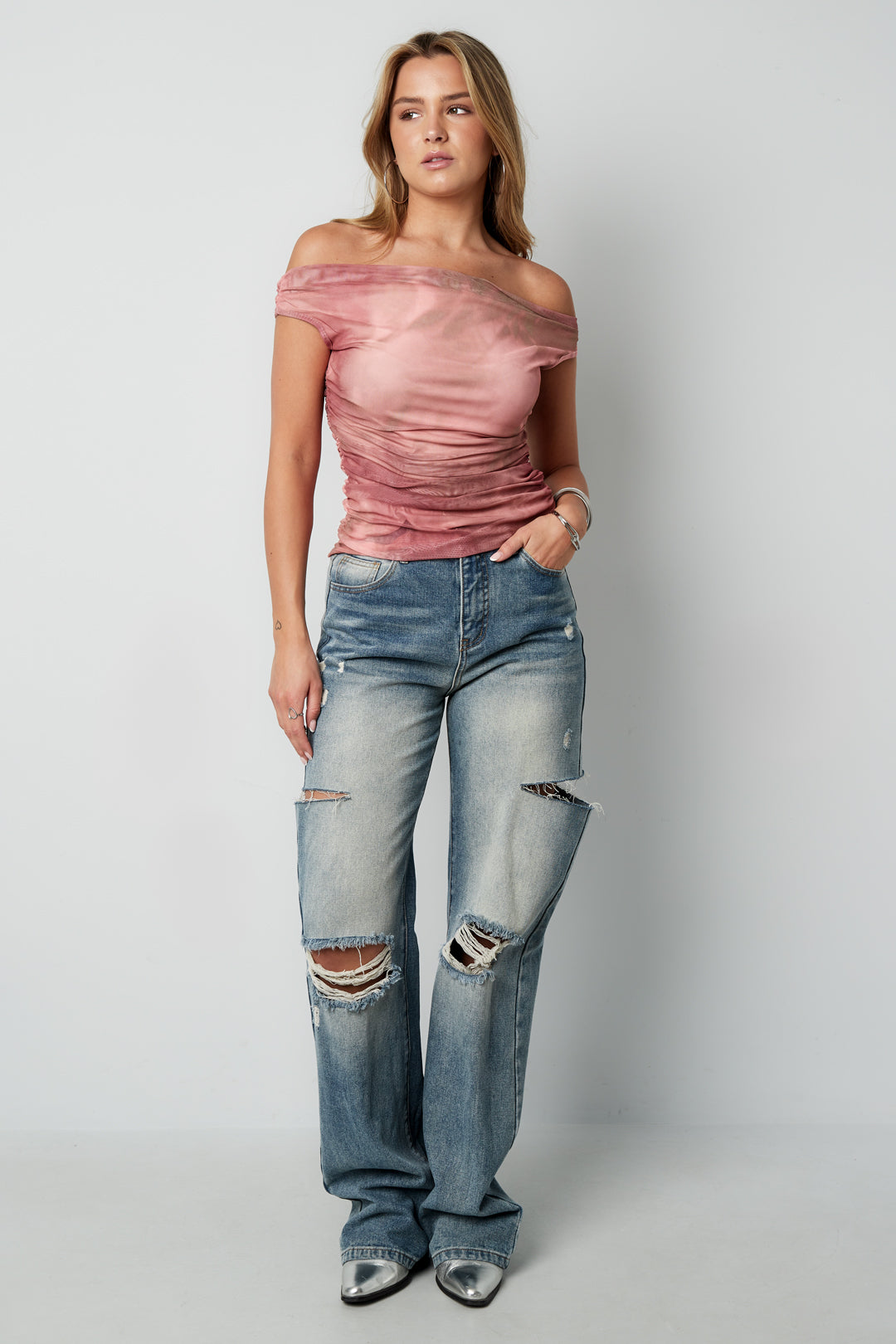 Damen Top Transparent Sommer | Polyester | Rosa