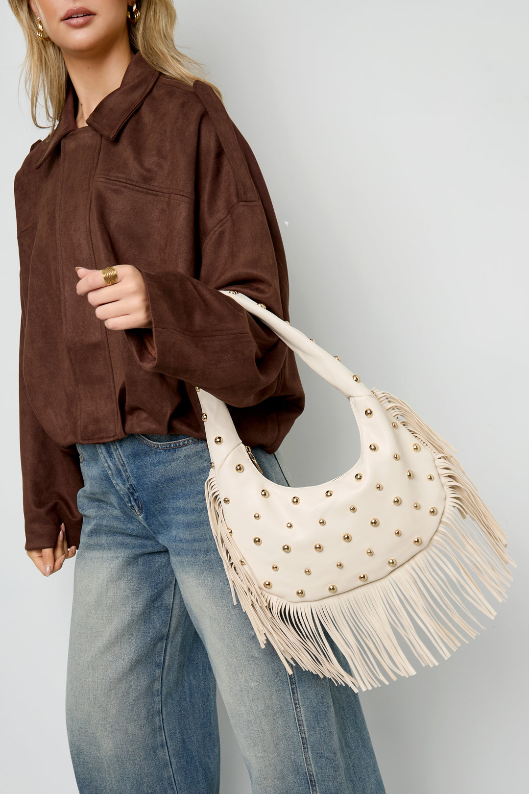 damen handtasche mit nieten | punk style pu-leder