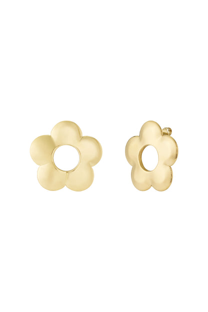 Damen Ohrringe Blume Groß | Edelstahl | Silberfarbe
