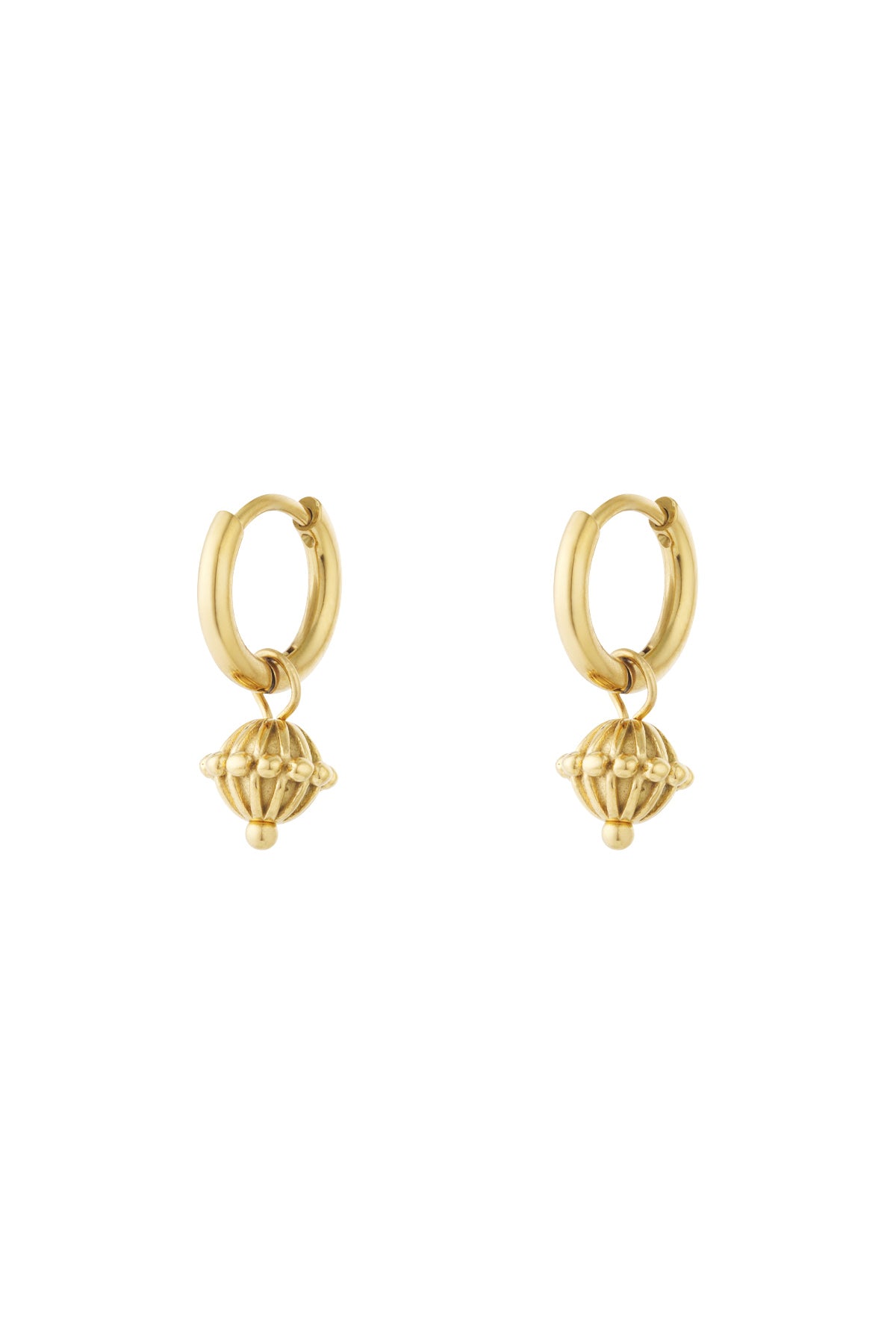 damen ohrhänger globus-charm | edelstahl | gold & silber