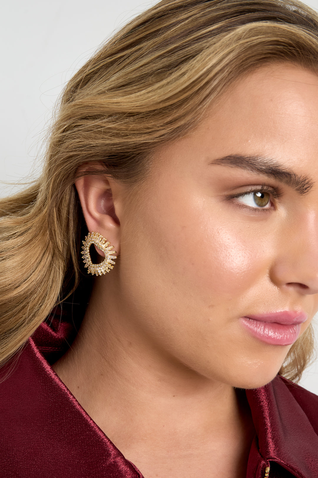Damen Herzohrstecker Zirkon | Kupfer vergoldet | Gold & Silber