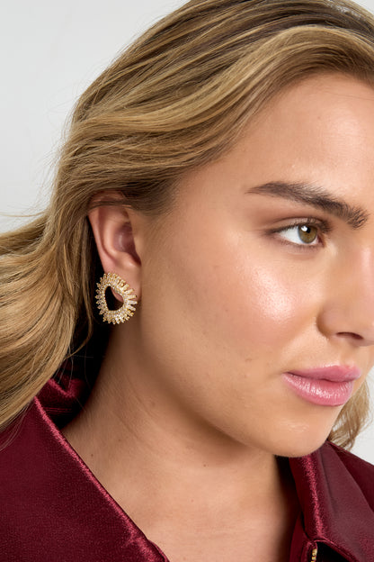 Damen Herzohrstecker Zirkon | Kupfer vergoldet | Gold & Silber