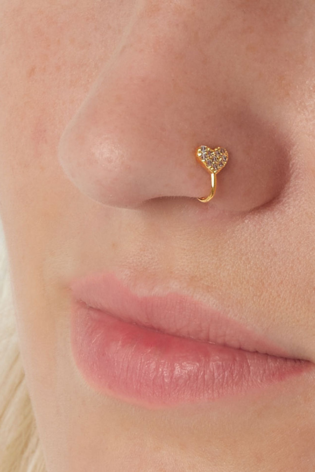 Damen Ear Cuff & Nasenmanschette Herz Zirkon | Kupfer | Goldfarbe & Silberfarbe