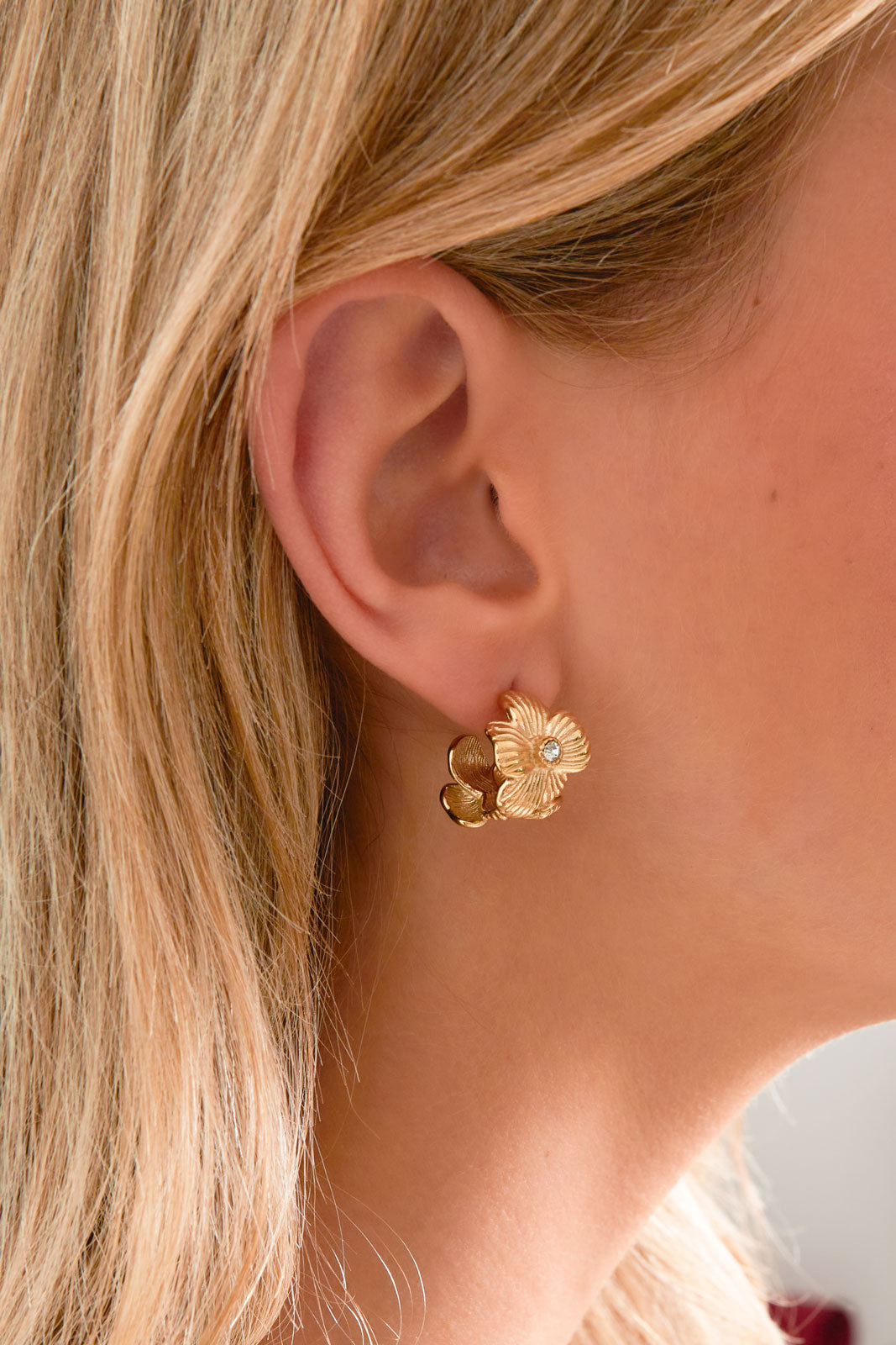 damen creolen blume | edelstahl | goldfarbe & silberfarbe