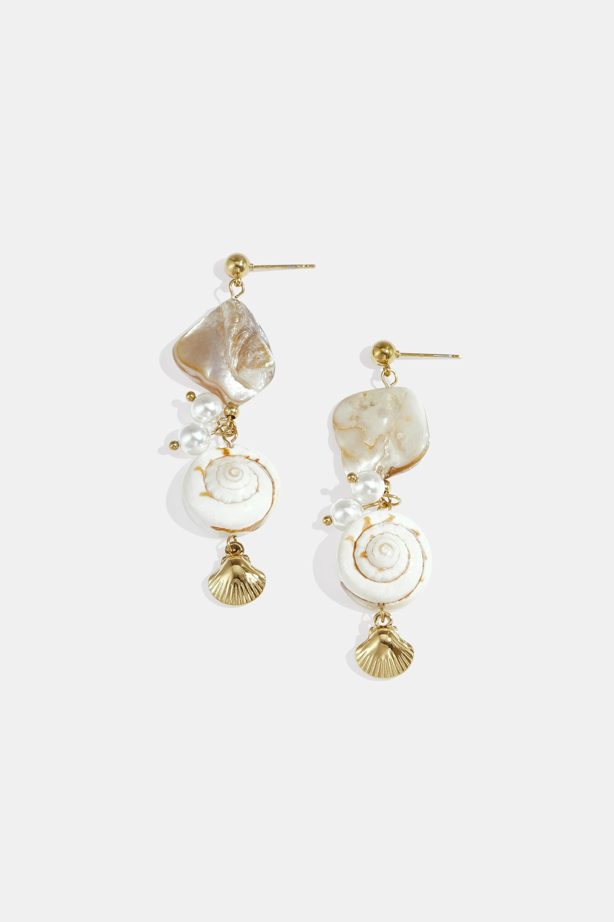 ohrhänger aus edelstahl, muschel, urlaubs- und romantische serie, damenschmuck