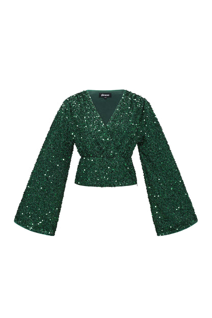 Damen Langarm Set Pailletten | Polyester | Mehrfarbig