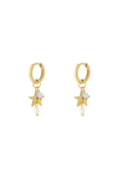 Damen Ohrringe Raumschiff Stern 14K | Edelstahl vergoldet | Rosa