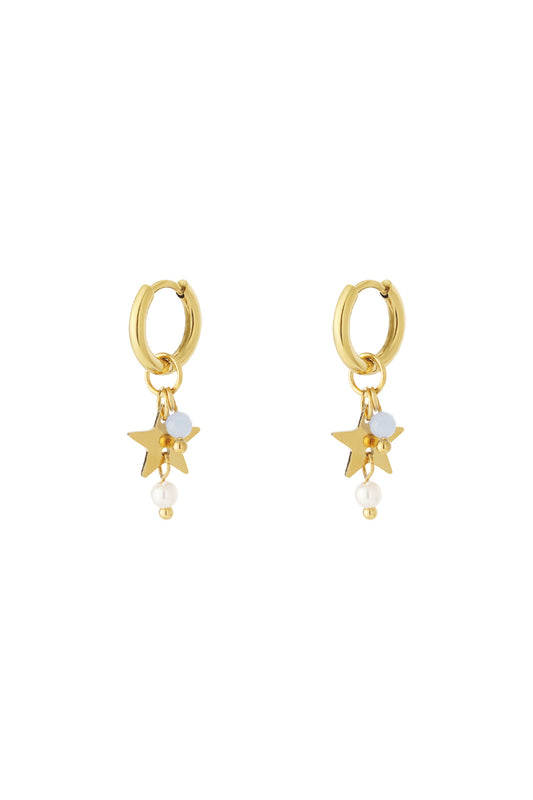 Damen Ohrringe Raumschiff Stern 14K | Edelstahl vergoldet | Rosa